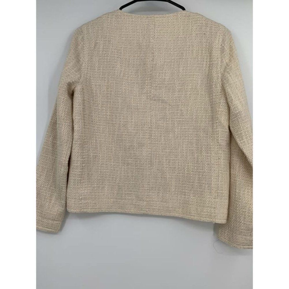 New Anthropologie Lilla P Women Tweed Long Sleeve Jacket Ivory - Picture 5 of 10